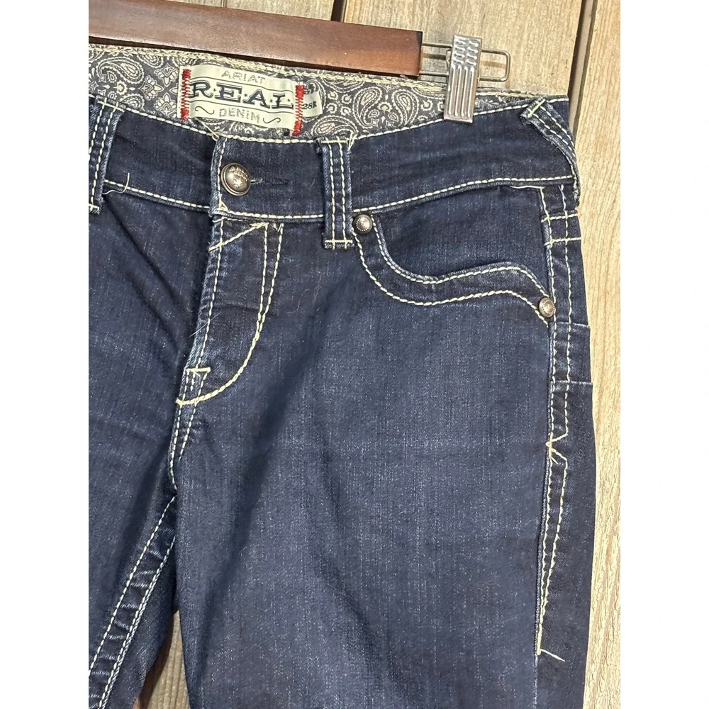 Ariat REAL Denim Womens 28R Dark Wash Bootcut Western Riding Jeans 10011682 - Picture 2 of 7